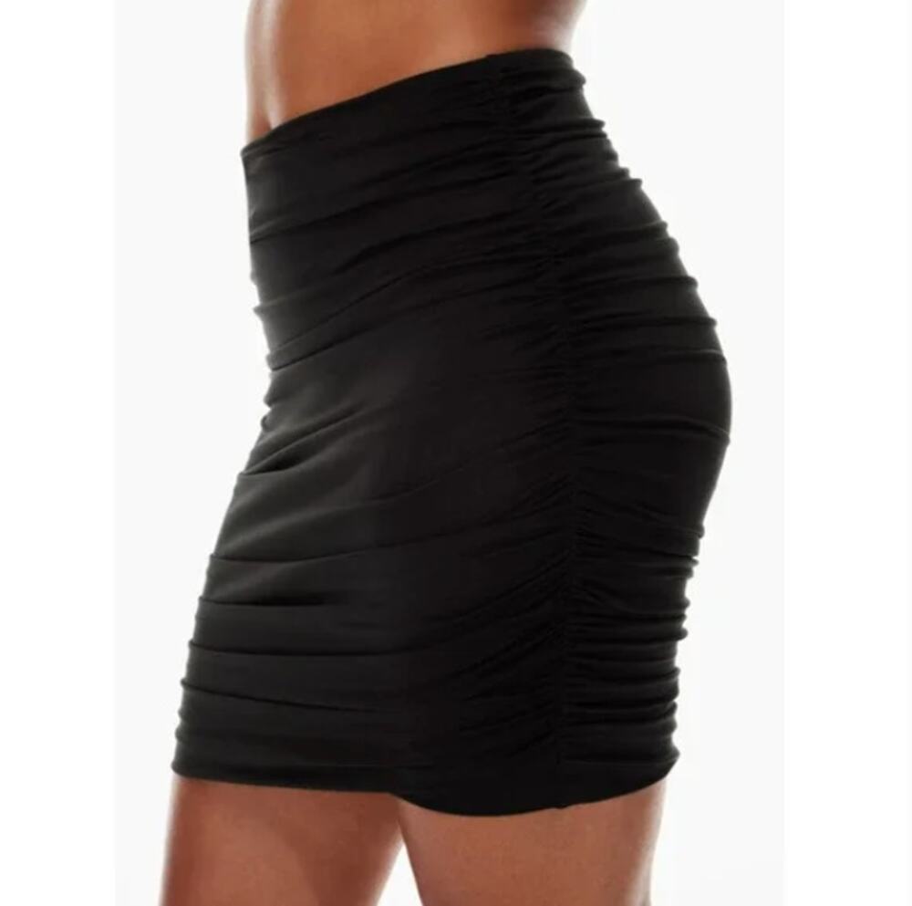 Babaton Aritzia Women's Black Ruched Gehry Mini Pencil Skirt Size 6
